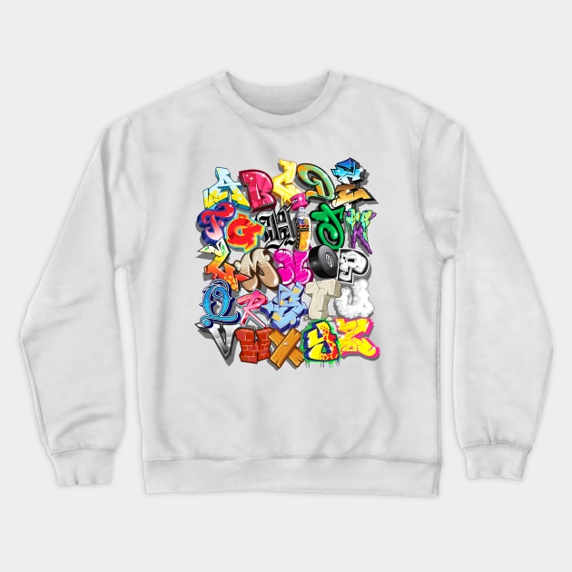 Pac One Graffiti Alphabet Crewneck Sweatshirt by trev4000